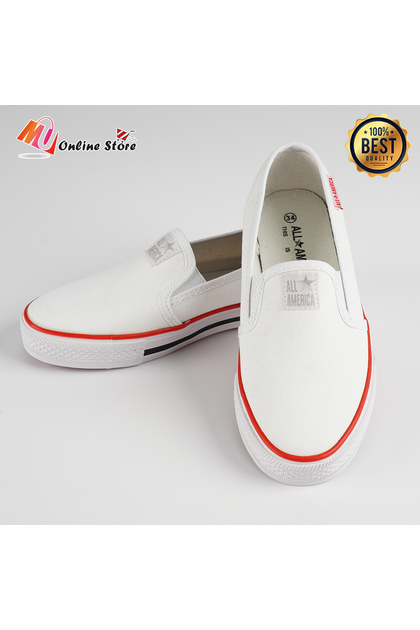 MU KASUT SEKOLAH PUTIH ALL AMERICA 011-2336 / KASUT SEKOLAH SARUNG / KASUT SEKOLAH RENDAH / PRIMARY SCHOOL SHOES SLIP ON